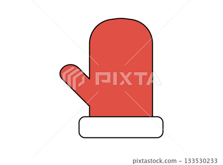 Red mitten flat vector illustration. Red mitten flat vector illustration. 133530233