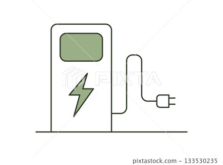 Electric car charging station icon. Flat vector illustration. Electric car charging station icon. Flat vector illustration. 133530235