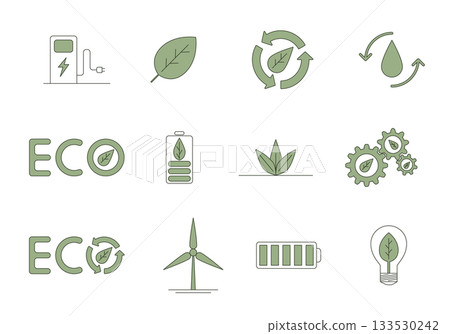 Set of icons for ecology theme. Flat vector illustration. Set of icons for ecology theme. Flat vector illustration. 133530242