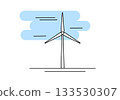 Wind power plant animated illustration. Vector illustration. 133530307