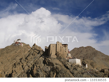 Medieval Leh Palace, Tsemo Monastery and Tsemo Castle, Ladakh, India. 133530535