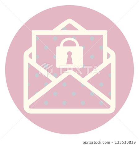 Simple email icon, key, pink polka dots 133530839
