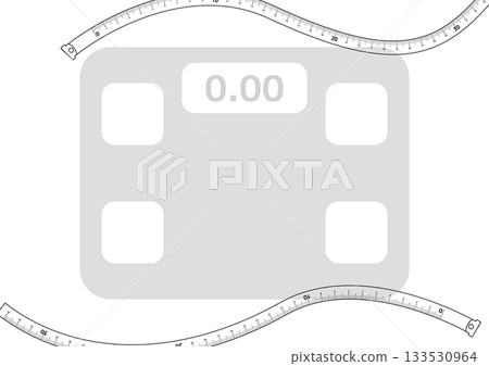 Healthcare frame for dieting, health management, scales and tape measures Healthcare frame for dieting, health management, scales and tape measures 133530964