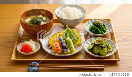 Healthy and delicious vegetarian cuisine 133531416