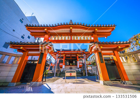 Tokyo cityscape in Japan: A town where tradition and modernity intersect... A town full of atmosphere. Kagurazaka in the morning, overflowing with atmosphere. View of Bishamonten and other temples. Tokyo cityscape in Japan: A town where tradition and modernity intersect... A town full of atmosphere. Kagurazaka in the morning, overflowing with atmosphere. View of Bishamonten and other temples. 133531506