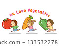 Children Running with Large Vegetables (English title) 133532278