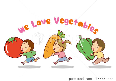兒童與大蔬菜奔跑（英文標題） 133532278