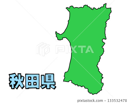 A slightly loose map of Akita prefecture, written characters, simple 133532478