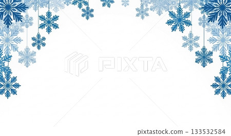 Blue snowflakes falling winter frame decorative border Blue snowflakes falling winter frame decorative border 133532584