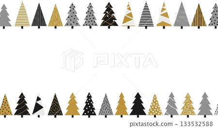 頂部和底部邊框飾以金色、銀色和黑色的杉樹圖案 133532588