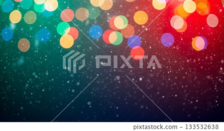 A fantastic background with colorful light bokeh and dancing snow particles A fantastic background with colorful light bokeh and dancing snow particles 133532638