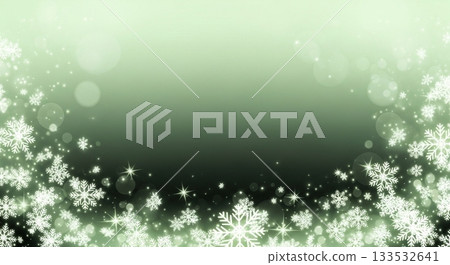 Snowflakes and bokeh light gathering at the bottom of a green gradient background Snowflakes and bokeh light gathering at the bottom of a green gradient background 133532641