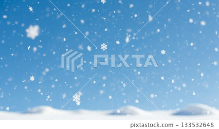 Winter background with snow falling from a blue sky and snowdrifts Winter background with snow falling from a blue sky and snowdrifts 133532648