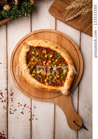 Khachapuri with minced meat filling 133533505