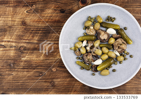 Set of salty snacks. 133533769