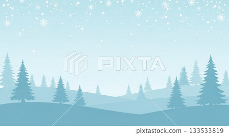 雪藍色的漸層冬季森林和樹木景色 雪藍色的漸層冬季森林和樹木景色 133533819