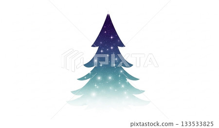 白色背景上的抽象杉樹，以夜空漸變色繪製 133533825