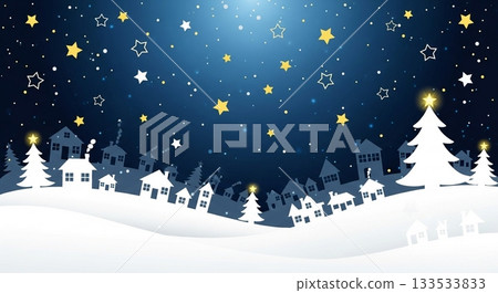 Dark blue night sky and snowflake pattern Christmas background 133533833
