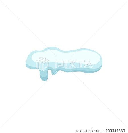 White snowy cape on white background, snowdrifts, Winter element, border frame snow decoration. cartoon flat decoration with snowflakes, icicles isolated illustration 133533885