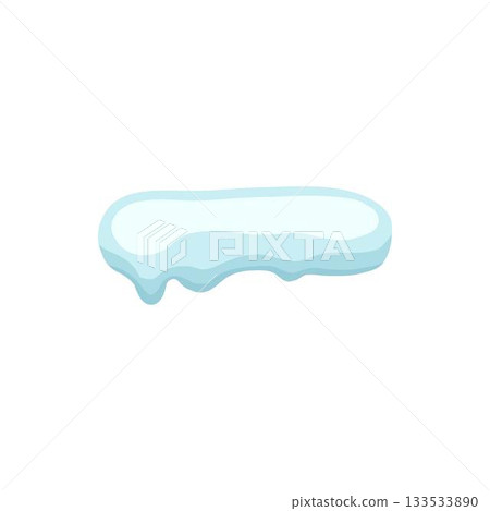 White snowy cape on white background, snowdrifts, Winter element, border frame snow decoration. cartoon flat decoration with snowflakes, icicles isolated illustration 133533890
