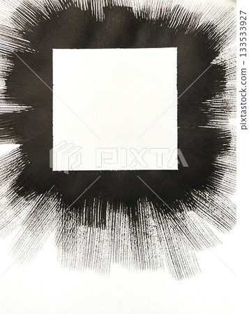 方形墨線框，淡化墨線，單色橫幅大小插圖，留有文字空間 133533927