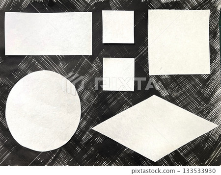 Ink drawn geometric frame, hand drawn picture frame faded lines, monochrome banner size illustration with copy space 133533930