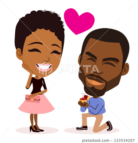 Romantic Marriage Proposal Couple Cartoon Vector Illustration 133534207