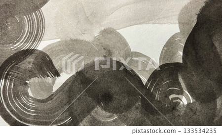A swirling cloud painting drawn in ink, a frame illustration between swirling clouds, a monochrome banner-sized illustration A swirling cloud painting drawn in ink, a frame illustration between swirling clouds, a monochrome banner-sized illustration 133534235