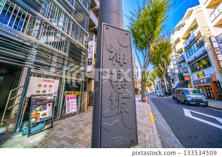 日本東京城市景觀：一座充滿氛圍的城市。午後時分的神樂坂景色。 133534509