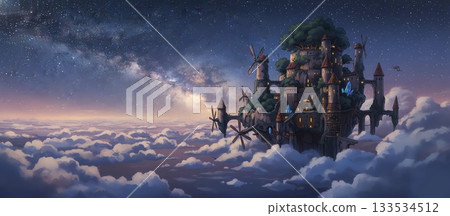 遊戲背景：黎明星空下的蒸氣龐克天空之城 133534512