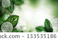 Green leaves and glowing bubbles creating a fresh spring background 133535186