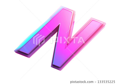 A stylized, three-dimensional letter "N" featuring vibrant pink and blue gradients. 133535225