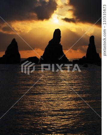 View of the Stairway to the Sun at Morning Glow over Hashigui Rock 133535673