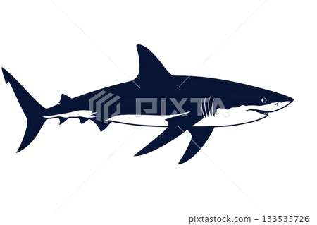 A sleek, dark silhouette of a shark, showcasing its streamlined body and distinctive fin shape. A sleek, dark silhouette of a shark, showcasing its streamlined body and distinctive fin shape. 133535726