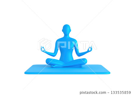 A serene blue figure in a seated meditation pose, hands in a mudra, conveying tranquility and mindfulness. A serene blue figure in a seated meditation pose, hands in a mudra, conveying tranquility and mindfulness. 133535859