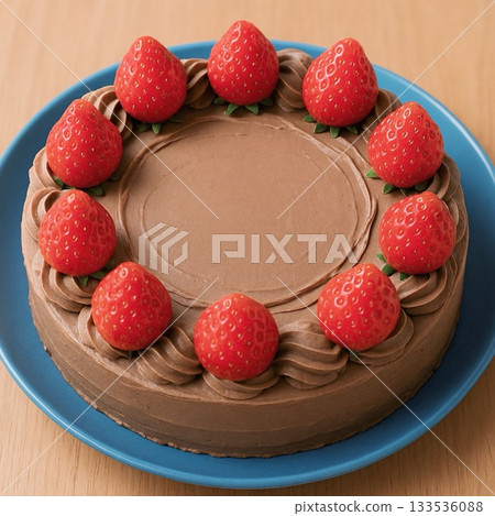 Chocolate whole cake with strawberries_04 133536088