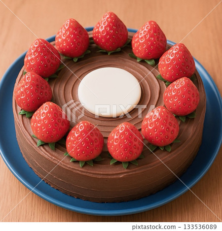 Chocolate whole cake with strawberries_03 133536089