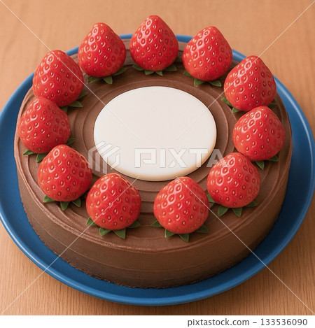 Chocolate whole cake with strawberries_02 133536090