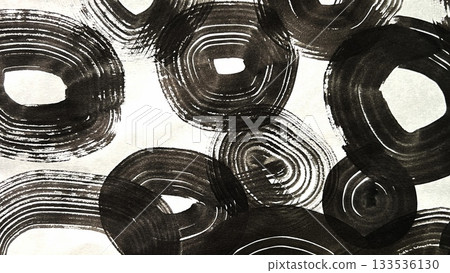 抽象插畫，採用手繪筆觸和墨水繪製的氣泡形狀，橫幅尺寸插畫 133536130