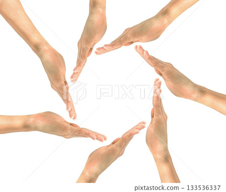 Protective circle of human hands 133536337