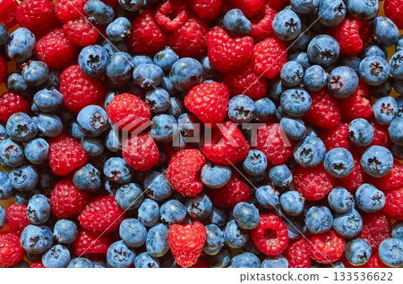 Blueberries and raspberries Blueberries and raspberries 133536622