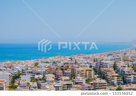 Panoramic view of the cozy seaside town of Rethymno. Greek gem of Crete 133536852