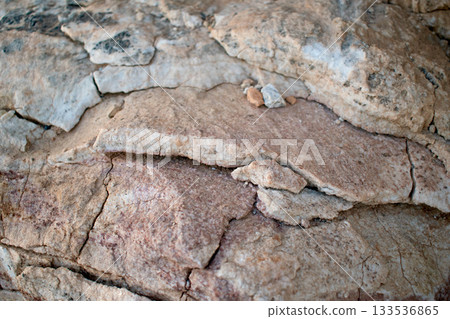 Vintage Greek stone masonry backdrop on Elafonisi beach, Crete 133536865