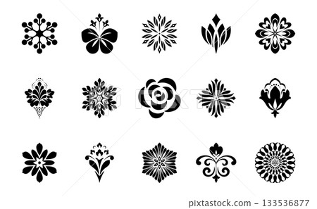Flower icons set. Isolated elements for design. Vector graphics. 133536877