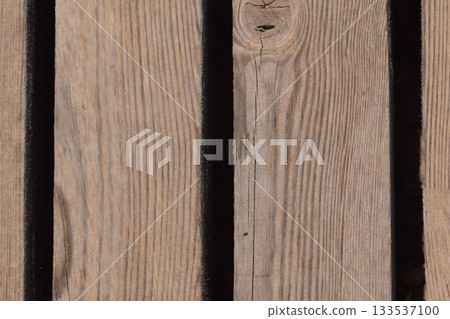 Texture background of wooden slats, small bridge made of bars. 133537100