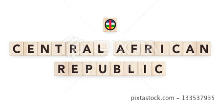 Wooden blocks bearing the name and flag of Central African Republic. Central African Culture, national identity, travel, and geography in a copy space design. Wooden blocks bearing the name and flag of Central African Republic. Central African Culture, national identity, travel, and geography in a copy space design. 133537935