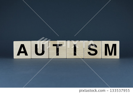 Autism. Cubes form the word Autism. Concept of Autism - a disease of the nervous system 133537955