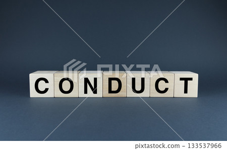 Conduct. Cubes form the word Conduct. 133537966