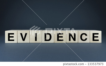 Evidence. Cubes form the word Evidence. Evidence. Cubes form the word Evidence. 133537973