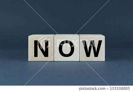 Now. Cubes form the word Now. Now. Cubes form the word Now. 133538005